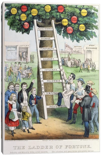The Ladder of Fortune, pub. by Currier and Ives, New York, 1875  Canvas Art Print