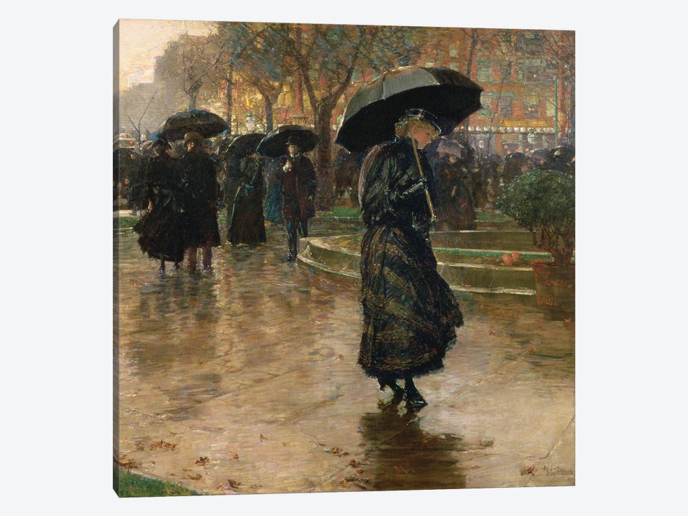 Rain Storm, Union Square, 1890  1-piece Canvas Artwork