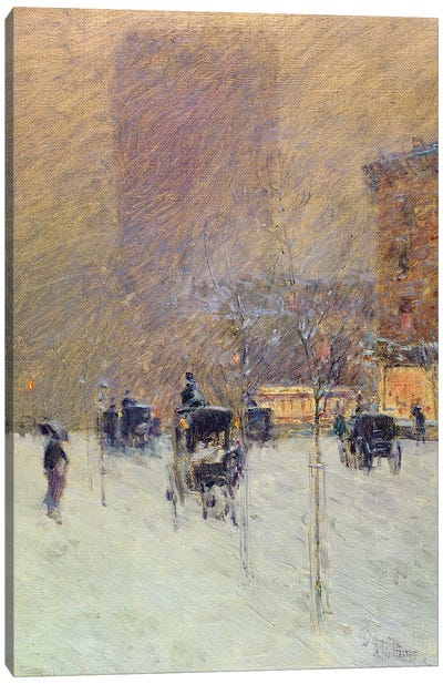 Winter Afternoon in New York, 1900  Canvas Art Print - Childe Hassam