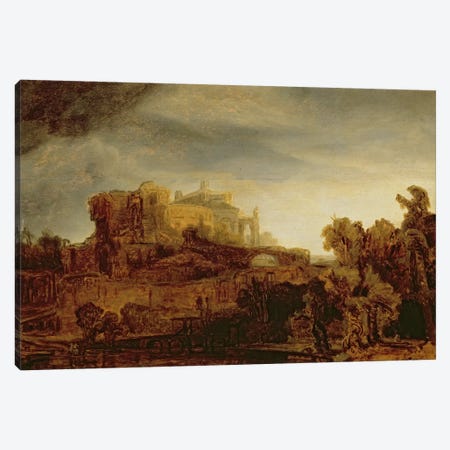 Landscape with a Chateau  Canvas Print #BMN1423} by Rembrandt van Rijn Canvas Artwork