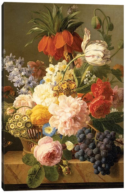 Still Life with Flowers and Fruit, 1827  Canvas Art Print