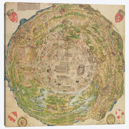 Circular map of Vienna during the Turkish siege, 1530 Canvas Print #BMN1426} by Unknown Artist Canvas Print
