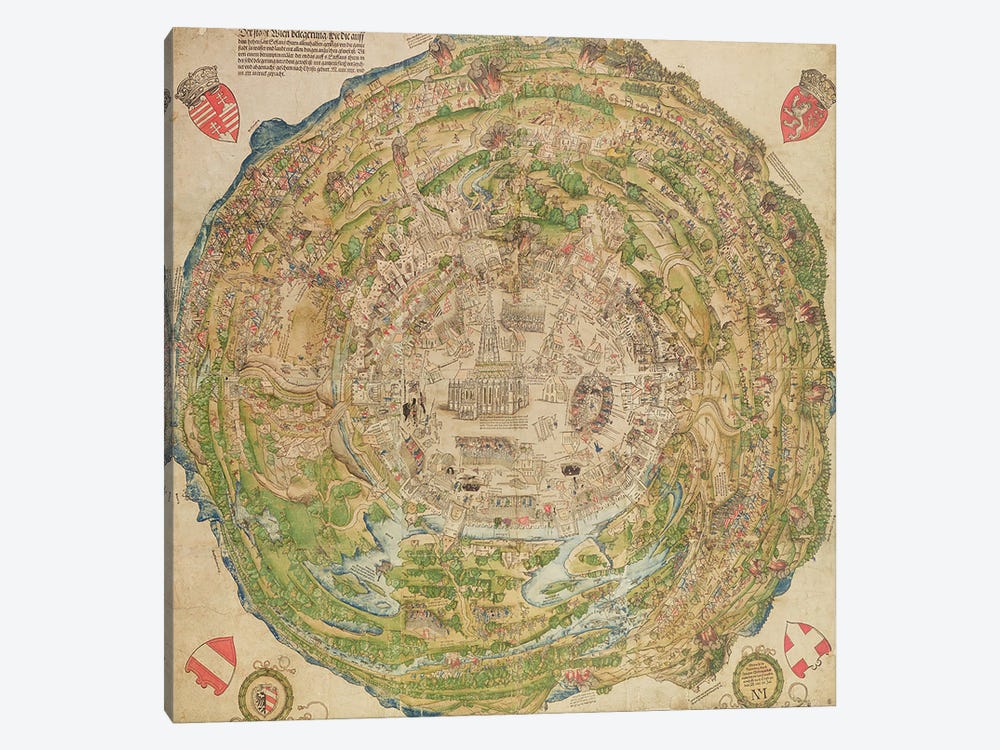 Circular map of Vienna during the Turkish siege, 1530 1-piece Canvas Art