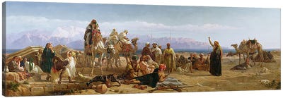 Early Morning in the Wilderness of Shur, 1860  Canvas Art Print - Camel Art