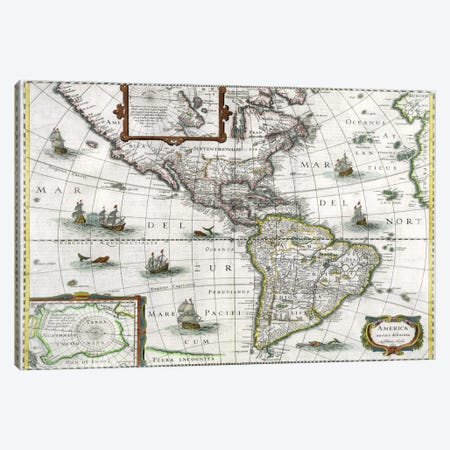 Map of the Americas, 1631  Canvas Print #BMN1434} by Henricus Hondius Canvas Artwork