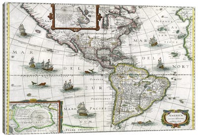 Map of the Americas, 1631  Canvas Art Print