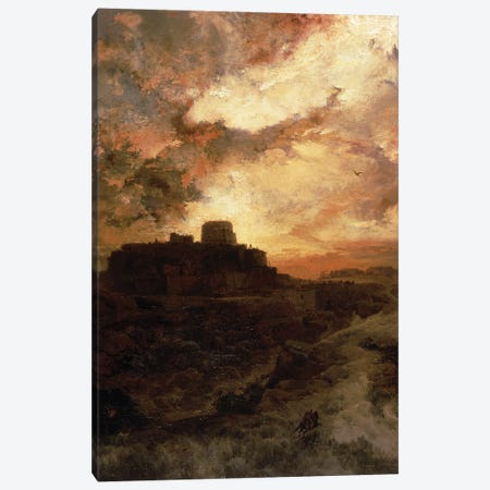 Sunset, Pueblo del Walpe, Arizona, 1880  Canvas Print #BMN1437} by Thomas Moran Canvas Wall Art