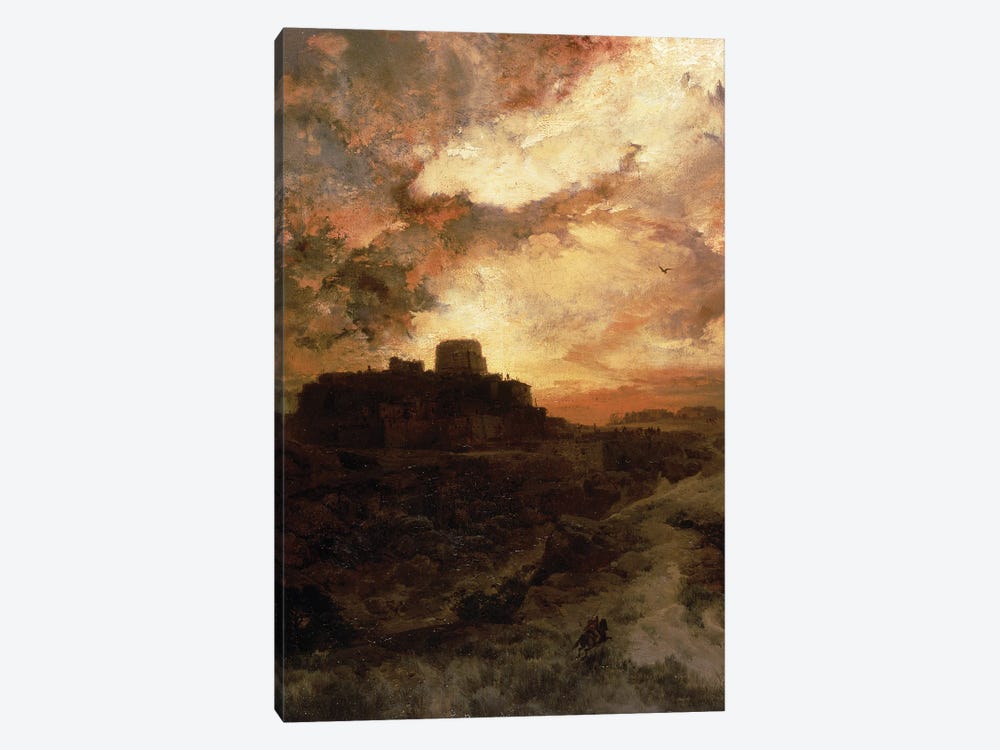 Sunset, Pueblo del Walpe, Arizona, 1880  by Thomas Moran 1-piece Canvas Artwork