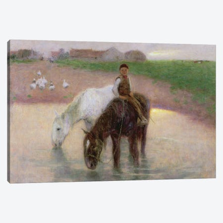 The Horse Pond, c.1890  Canvas Print #BMN1438} by Edward Stott Canvas Art Print