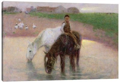 The Horse Pond, c.1890  Canvas Art Print