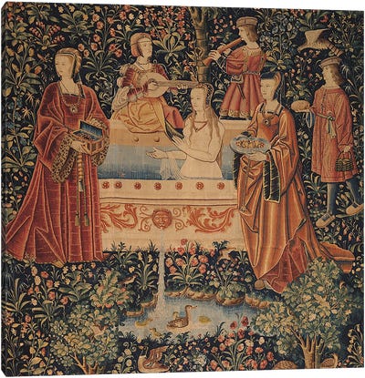 La Vie Seigneuriale: Woman Bathing surrounded by Attendants  Canvas Art Print