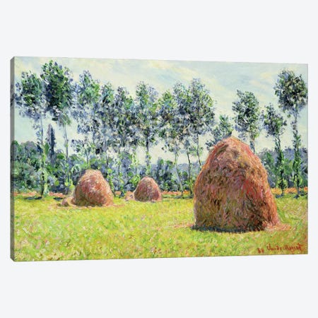 Haystacks at Giverny, 1884  Canvas Print #BMN1448} by Claude Monet Canvas Wall Art