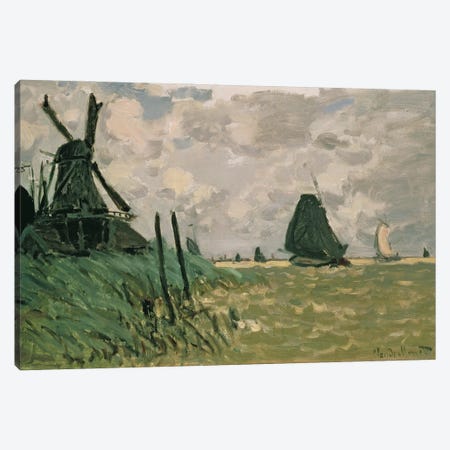 A Windmill near Zaandam, 19th century  Canvas Print #BMN1453} by Claude Monet Art Print