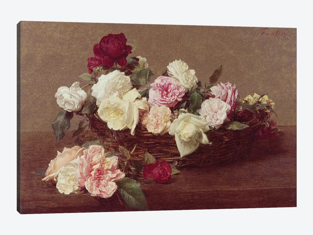 A Basket of Roses, 1890  by Ignace Henri Jean Theodore Fantin-Latour 1-piece Canvas Wall Art