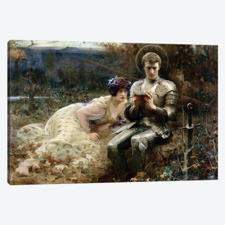 The Temptation of Sir Percival, 1894  Canvas Print #BMN1461} by Arthur Hacker Canvas Artwork