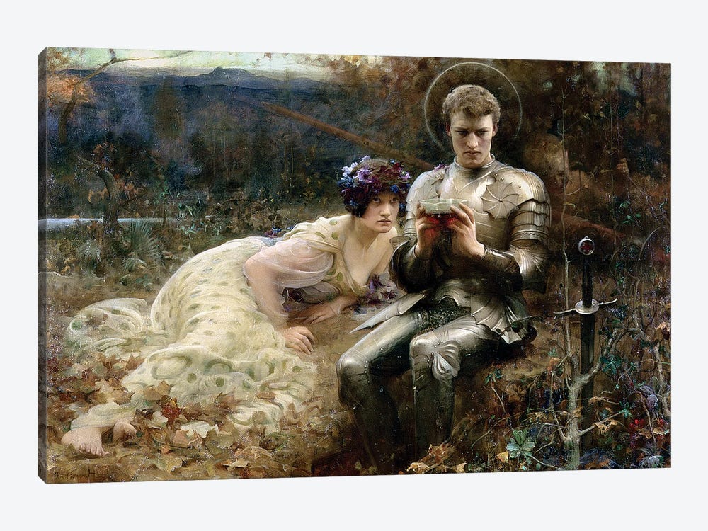 The Temptation of Sir Percival, 1894  by Arthur Hacker 1-piece Canvas Art Print