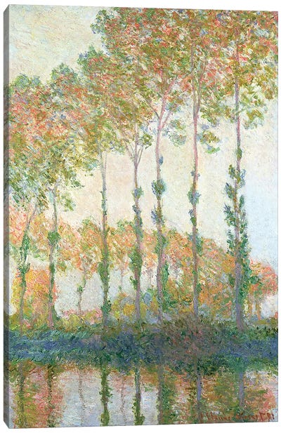 Poplars on the Banks of the Epte, Autumn, 1891  Canvas Art Print - Claude Monet