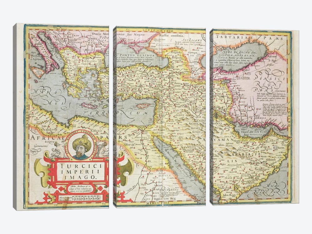 Map of the Turkish Empire, from the Mercator 'Atlas' pub. by Jodocus Hondius  3-piece Art Print