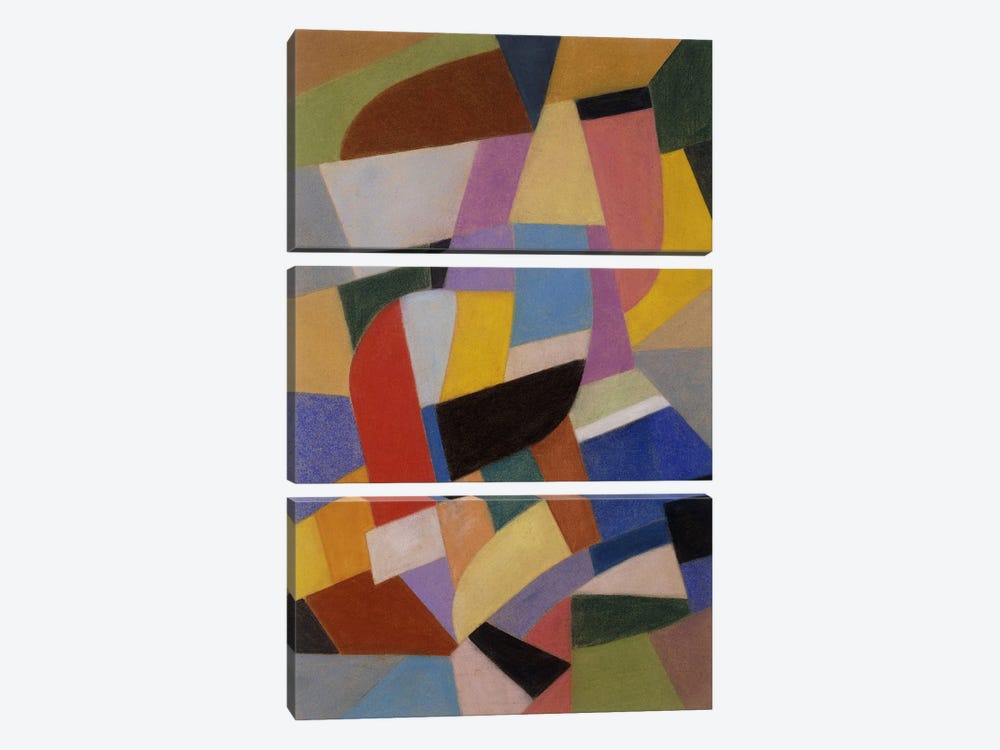 Composition; Komposition, c.1935-1937 (pastel on paper) by Otto Freundlich 3-piece Canvas Art Print