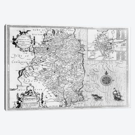 The County of Leinster with the City of Dublin Described, engraved by Jodocus Hondius  Canvas Print #BMN1491} by John Speed Art Print