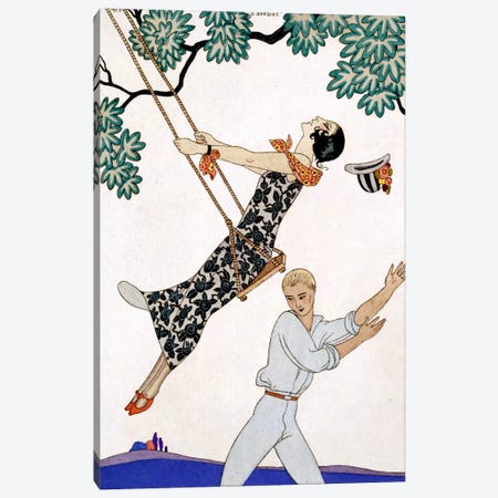The Swing, 1920s Canvas Print #BMN14} by George Barbier Canvas Art