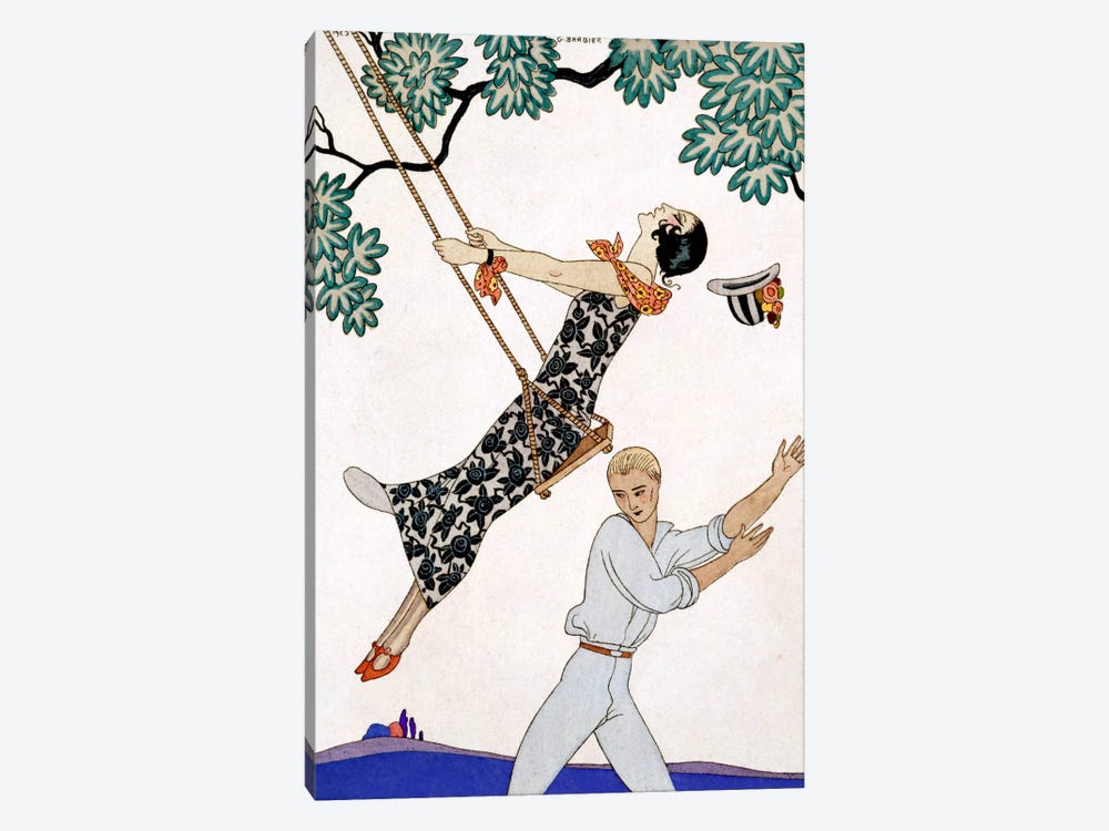 The Swing, 1920s by George Barbier 1-piece Canvas Art Print