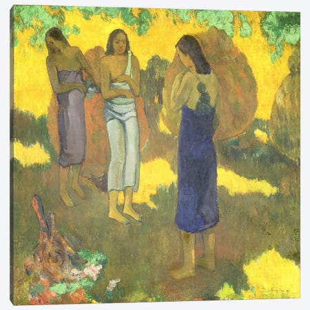 Three Tahitian Women against a Yellow Background, 1899  Canvas Print #BMN1501} by Paul Gauguin Canvas Print