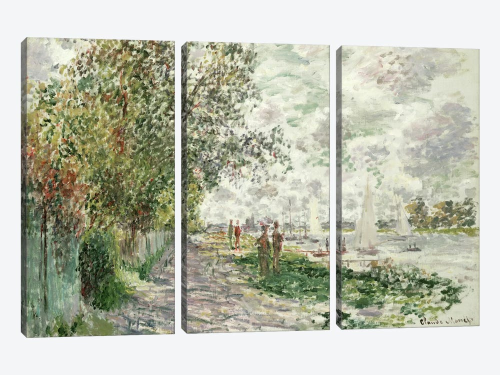 The Riverbank at Gennevilliers, c.1875  by Claude Monet 3-piece Canvas Art