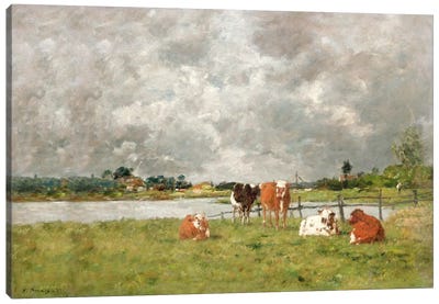 Cows in a Field under a Stormy Sky, 1877  Canvas Art Print