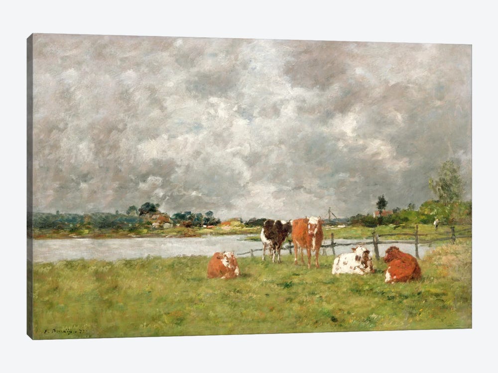 Cows in a Field under a Stormy Sky, 1877  by Eugene Louis Boudin 1-piece Art Print
