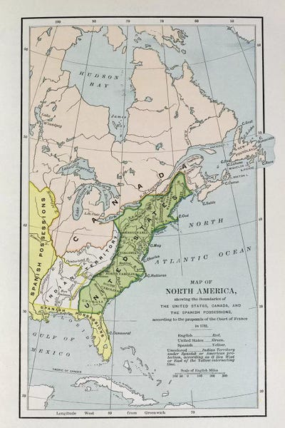 English School: Map Of North America Showing Possession Boundaries, The Narrative And Critical History of America by English School