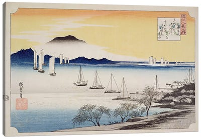 Yabase kihan (Returning Sails at Yabase) Canvas Art Print - Utagawa Hiroshige