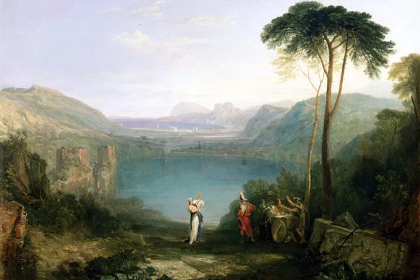 J.M.W. Turner: Lake Avernus: Aeneas and the Cumaean Sibyl, c.1814-5  by J.M.W. Turner