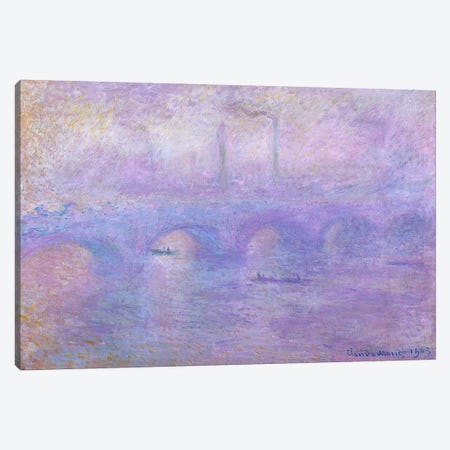Waterloo Bridge in Fog, 1899-1901  Canvas Print #BMN1544} by Claude Monet Canvas Wall Art