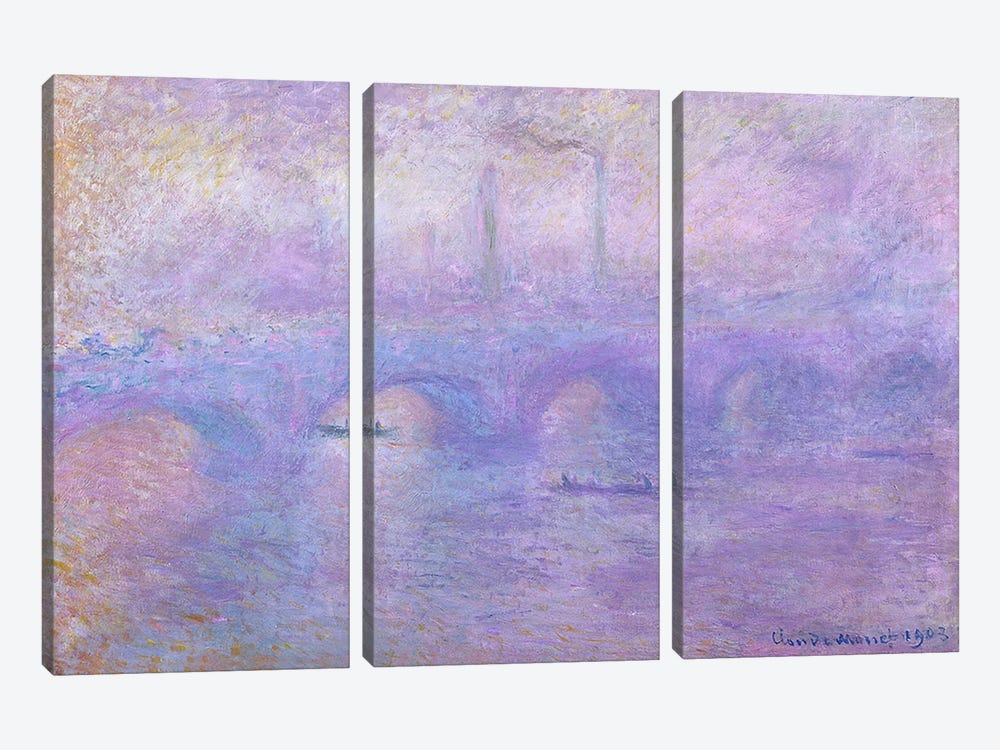 Waterloo Bridge in Fog, 1899-1901  by Claude Monet 3-piece Canvas Print