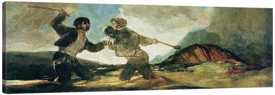 Duel with Clubs  Canvas Art Print - Francisco Goya