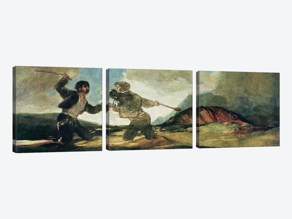 Duel with Clubs  by Francisco Goya 3-piece Canvas Wall Art