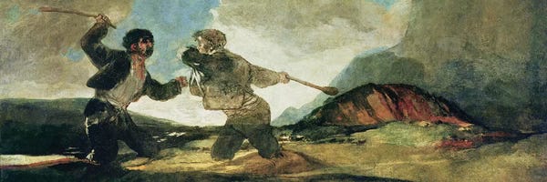 Romanticism: Duel with Clubs  by Francisco Goya