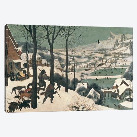 Hunters in the Snow - January, 1565 Canvas Print #BMN157} by Pieter Brueghel the Elder Canvas Art Print