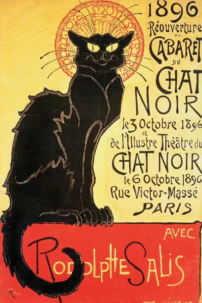 Black Cats: Reopening of the Chat Noir Cabaret, 1896  by Theophile Alexandre Steinlen