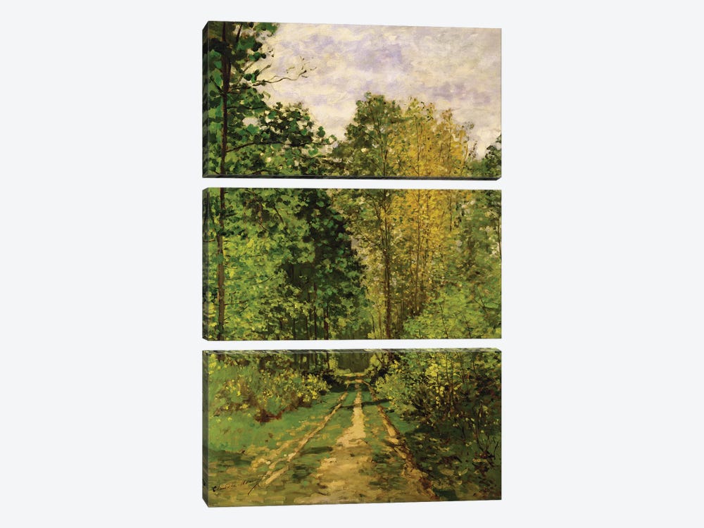 Wooded Path, 1865  by Claude Monet 3-piece Canvas Wall Art