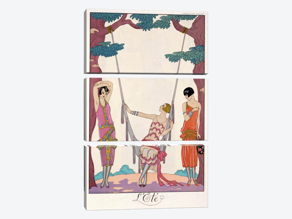 Summer, from 'Gazette du Bon Ton', 1925 by George Barbier 3-piece Canvas Wall Art