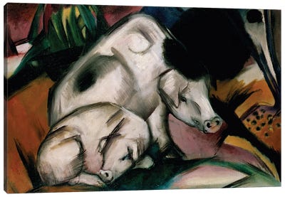 Pigs, c.1912  Canvas Art Print - Franz Marc