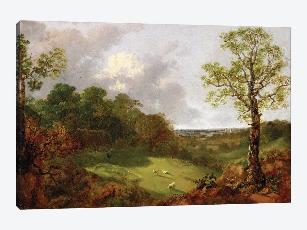 Wooded Landscape with a Cottage, Sheep and a Reclining Shepherd, c.1748-50  by Thomas Gainsborough 1-piece Canvas Artwork