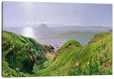 A View of Ailsa Craig and the Isle of Arran, 1860  Canvas Art Print - Hill & Hillside Art
