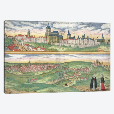 Map of Prague, from 'Civitates Orbis Terrarum' by Georg Braun  Canvas Print #BMN1622} by Joris Hoefnagel Canvas Artwork