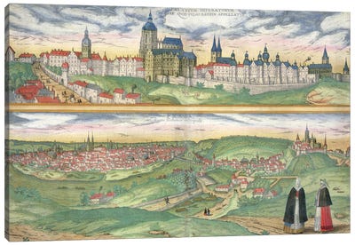 Map of Prague, from 'Civitates Orbis Terrarum' by Georg Braun  Canvas Art Print