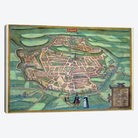 Map of Metz, from 'Civitates Orbis Terrarum' by Georg Braun  Canvas Print #BMN1628} by Joris Hoefnagel Canvas Art
