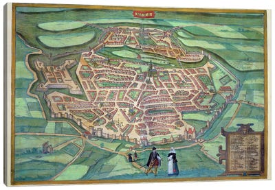 Map of Metz, from 'Civitates Orbis Terrarum' by Georg Braun  Canvas Art Print