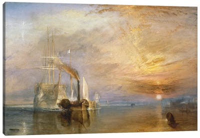 The Fighting Temeraire, 1839  Canvas Art Print - Sunrise & Sunset Art
